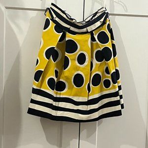Anna Sui for Anthropology Yellow and Navy Polka Dot and Striped Skirt